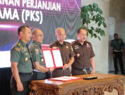 Jaksa Agung Muda Intelijen dan Komandan Pusat Polisi Militer TNI Tandatangani Perjanjian Kerja Sama