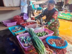 Babinsa Koramil 1311-07/Menui Kepulauan Kopda Andisi Pantau Harga Sembako di Pasar Tradisional Kelurahan Ulunambo