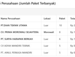 DUGAAN PENGATURAN SISTEMATIS PROYEK DI MOROWALI: 5 PERUSAHAAN KUASAI PULUHAN PAKET SENILAI RP6,5 MILIAR
