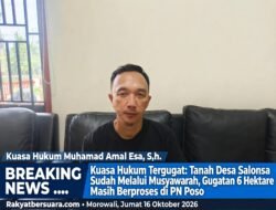 Kuasa Hukum Tergugat: Tanah Desa Salonsa Sudah Melalui Musyawarah, Gugatan 6 Hektare Masih Berproses di PN Poso