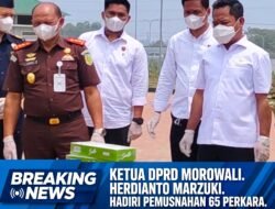 Ketua DPRD Morowali Herdianto Marzuki Hadiri Pemusnahan 65 Perkara di Kejari Morowali