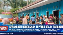 Kebakaran Hanguskan 11 Petak Kos di Padabaho Morowali, Polisi Evakuasi Barang dan Olah TKP