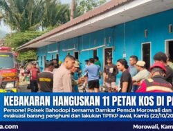 Kebakaran Hanguskan 11 Petak Kos di Padabaho Morowali, Polisi Evakuasi Barang dan Olah TKP