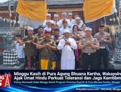 Minggu Kasih di Pura Agung Bhuana Kertha, Wakapolres Morowali Ajak Umat Hindu Perkuat Toleransi dan Jaga Kamtibmas