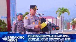Polres Morowali Gelar Apel Pasukan Operasi Patuh Tinombala 2026, Sasar 7 Pelanggaran Prioritas