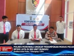 Polres Morowali Ungkap Pencurian Rp300 Juta Modus Pecah Kaca di BRI Unit Bungku, Sindikat Lintas Pulau