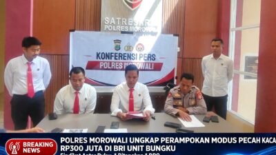 Polres Morowali Ungkap Pencurian Rp300 Juta Modus Pecah Kaca di BRI Unit Bungku, Sindikat Lintas Pulau