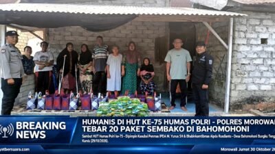 Humanis di HUT Humas Polri ke-75, Polres Morowali Salurkan Bansos di Bahomohoni